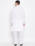 Vastramay White Pure Cotton Chikankari Kurta Pyjama Baap Beta Set