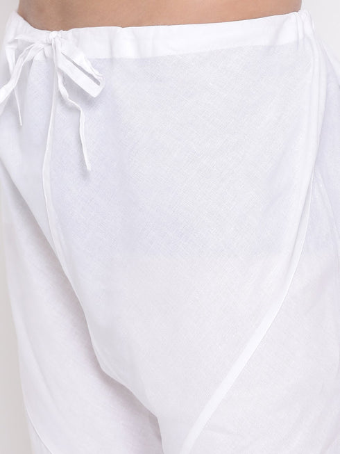 Vastramay Men's White Pure Cotton Kurta Pyjama Set