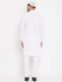 Vastramay Men's White Pure Cotton Chikankari Kurta Pant With Prayer Cap