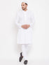 Vastramay Men's White Pure Cotton Chikankari Kurta Pant With Prayer Cap