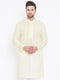 Vastramay Men's Yellow Pure Cotton Chikankari Kurta