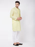 Vastramay Men's Yellow Pure Cotton Chikankari Kurta With Pant Set