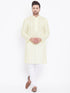 Vastramay Men's Yellow Pure Cotton Chikankari Kurta Pyjama Set