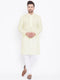 Vastramay Men's Yellow Pure Cotton Chikankari Kurta Pyjama Set