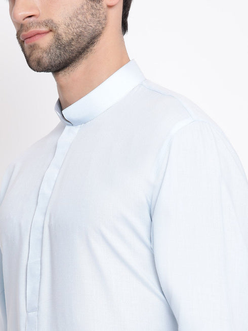 Vastramay Men's Blue Cotton Blend Kurta