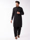Vastramay Men's Black Cotton Blend Kurta and Pyjama Set