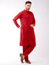 Vastramay Men's Maroon Cotton Blend Kurta and Pyjama Set