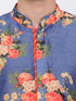 Vastramay Blue Floral Printed Kurta Pyjama Set With Leharia Border