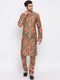 Vastramay Beige Floral Printed Kurta Pyjama Set With Leharia Border