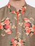 Vastramay Beige Floral Printed Kurta Pyjama Set With Leharia Border