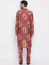 Vastramay Purple Floral Printed Kurta Pyjama Set With Leharia Border