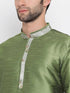Vastramay Men's Green Silk Kurta Pyjama Set