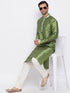 Vastramay Men's Green Silk Kurta Pyjama Set