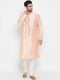 Vastramay Men's Peach Silk Kurta Pyjama Set