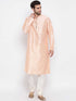Vastramay Men's Peach Silk Kurta Pyjama Set