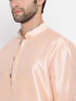 Vastramay Men's Peach Silk Kurta Pyjama Set