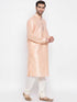 Vastramay Men's Peach Silk Kurta Pyjama Set