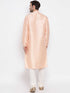Vastramay Men's Peach Silk Kurta Pyjama Set