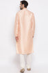 VASTRAMAY Peach Silk Kurta And Pyjama Baap Beta Set