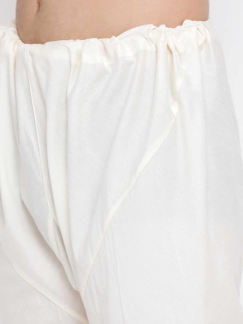 Vastramay Men's Peach Silk Kurta Pyjama Set