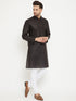 Vastramay Men's Black And White Cotton Kurta Churidar Set