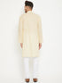 Vastramay Men's Cream And White Cotton Kurta Churidar Set
