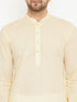 Vastramay Men's Cream And White Cotton Kurta Churidar Set