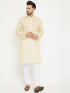 Vastramay Men's Cream And White Cotton Kurta Churidar Set