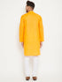 Vastramay Men's Orange And White Cotton Kurta Churidar Set