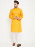 Vastramay Men's Orange And White Cotton Kurta Churidar Set
