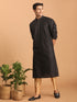 Vastramay Men's Black Striped Kurta And Rose Gold Pant Set