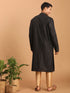 Vastramay Men's Black Striped Kurta And Rose Gold Pant Set