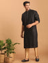 Vastramay Men's Black Striped Kurta And Rose Gold Pant Set