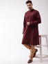 Vastramay Men's Maroon And Rose Gold Cotton Blend Kurta Pyjama Set