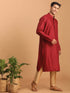 Vastramay Men's Maroon Striped Kurta And Rose Gold Pant Set