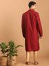Vastramay Men's Maroon Striped Kurta And Rose Gold Pant Set