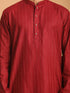 Vastramay Men's Maroon Striped Kurta And Rose Gold Pant Set
