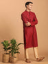 Vastramay Men's Maroon Striped Kurta And Rose Gold Pant Set