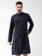 Vastramay Men's Navy Blue Cotton Blend Kurta