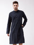 Vastramay Men's Navy Blue Cotton Blend Kurta