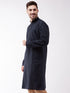 Vastramay Men's Navy Blue Cotton Blend Kurta