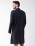 Vastramay Men's Navy Blue Cotton Blend Kurta