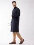 Vastramay Men's Navy Blue And Rose Gold Cotton Blend Kurta Pyjama Set