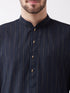Vastramay Men's Navy Blue And Rose Gold Cotton Blend Kurta Pyjama Set