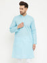 Vastramay Men's Aqua Cotton Blend Kurta