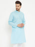 Vastramay Men's Aqua Cotton Blend Kurta
