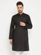 Vastramay Men's Black Cotton Blend Kurta