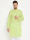 Vastramay Men's Green Cotton Blend Kurta