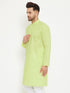 Vastramay Men's Green Cotton Blend Kurta