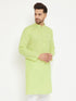 Vastramay Men's Green Cotton Blend Kurta
